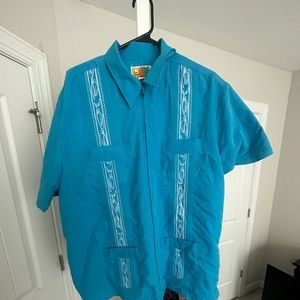 Genuine Hayband Guayabera zip up shirt, XL
